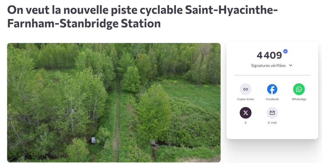 Nouvelle piste cyclable en Montérégie : deux députés évoquent la&nbsp;pétition