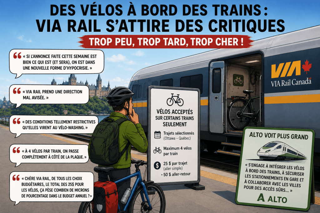 Retour des vélos à bord des trains: VIA rail s’attire des&nbsp;critiques